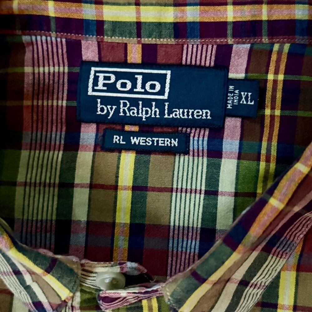 Vintage Polo Ralph Lauren RL Western Plaid Shirt- Men's Size XL - VERY Good Cond - Picture 4 of 14